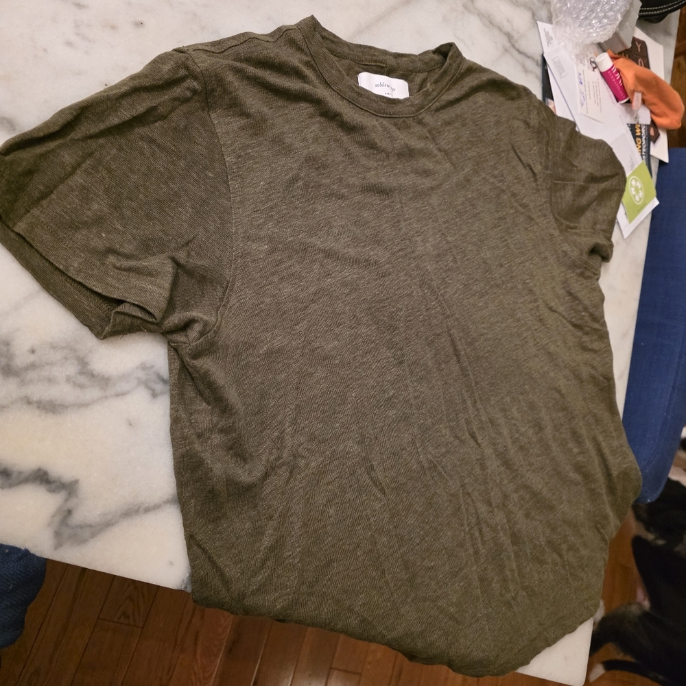 Women's Linen Perfect Tee In Olive Green - No Longer Available In This Color!